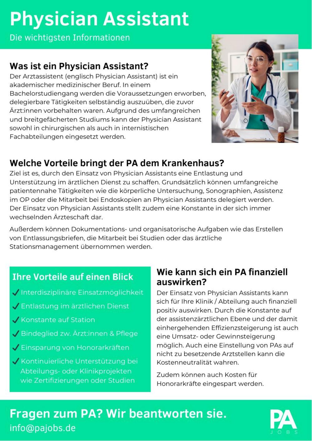 Erste Seite von PA auf einer Seite, Kurzinfo für Entscheider